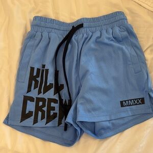 Light Blue Kill Crew  Athletic Shorts with Black Graphic